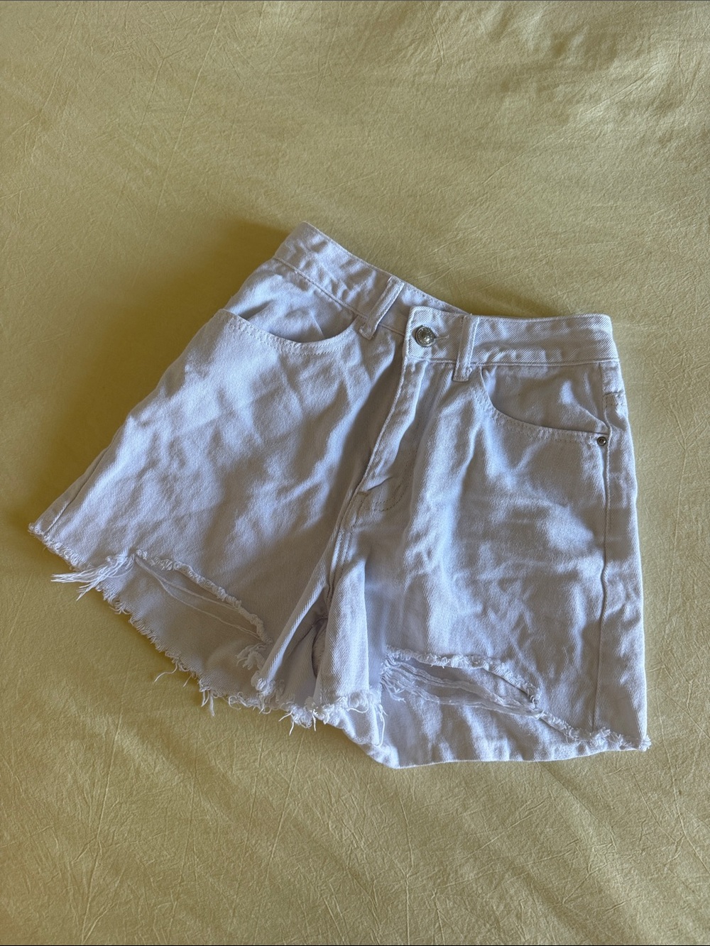 Princess Polly White Distressed High-Rise Denim Shorts